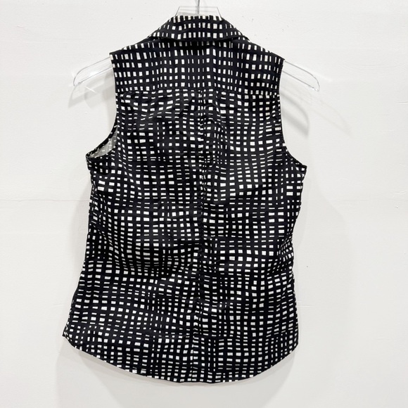 Theory Sleeveless Minae Cotton Button Down Shirt Black White Size Small - Picture 2 of 6